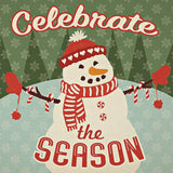 Retro Christmas VII Celebrate the Season by Janelle Penner. SKU 31517a. Archival Giclee Fine art print for wall decor.