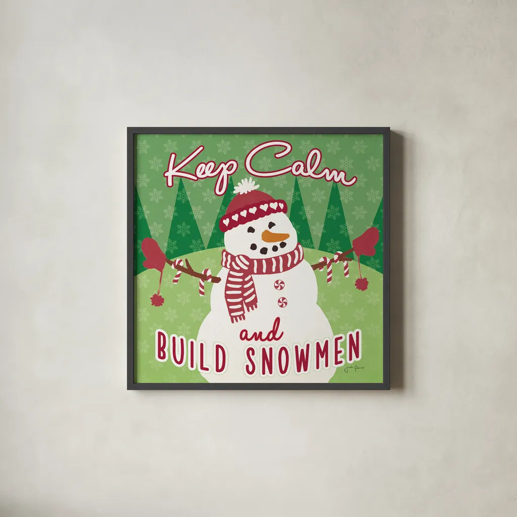 Retro Christmas VII Green by Janelle Penner. Shown in a sleek black glass frame for a contemporary gallery look. Available as an archival giclee rolled canvas, fine art paper, or poster print. SKU 57805a.