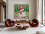Retro Christmas VII Green by Janelle Penner. Shown as extra-large giant wall art in a modern living room. Available as an archival giclee rolled canvas, fine art paper, or poster print. SKU 57805a.
