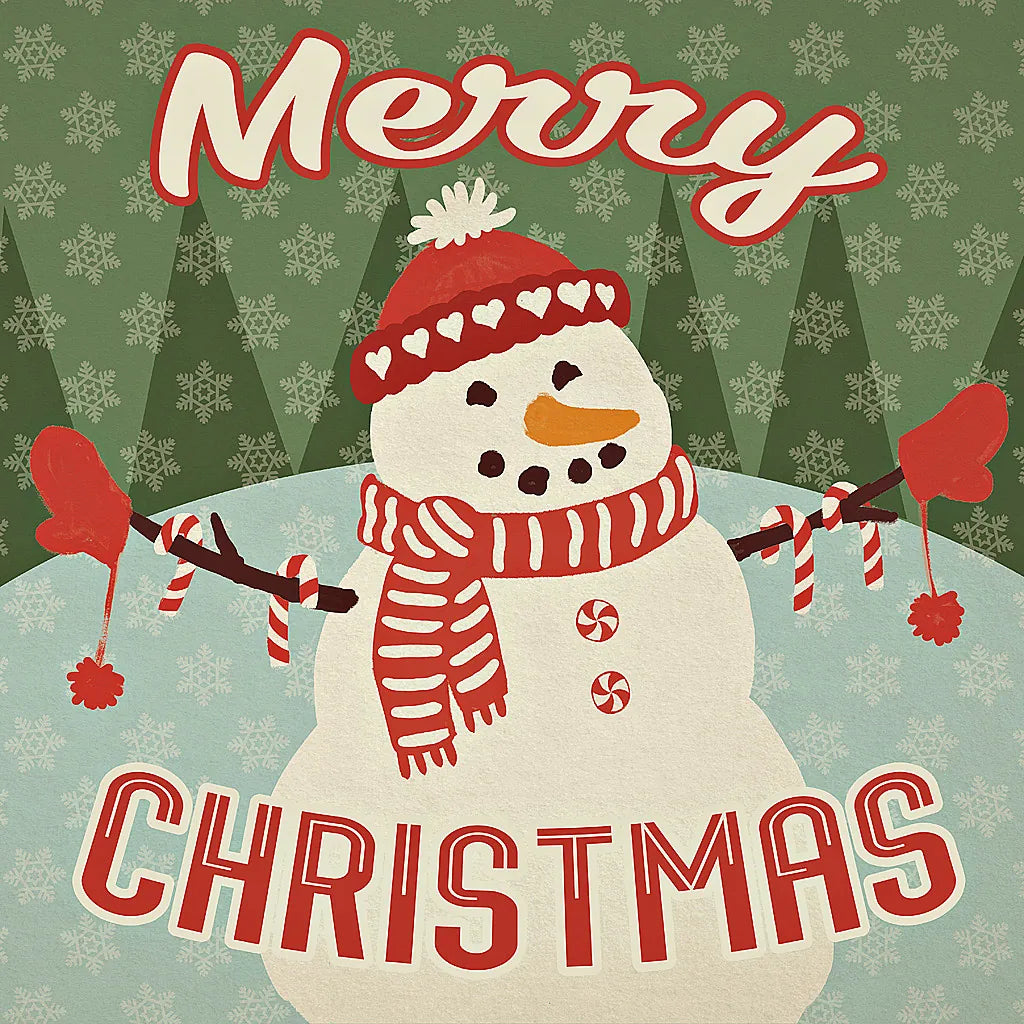 Retro Christmas VII Merry Christmas by Janelle Penner. SKU 31516a. Archival Giclee Fine art print for wall decor.