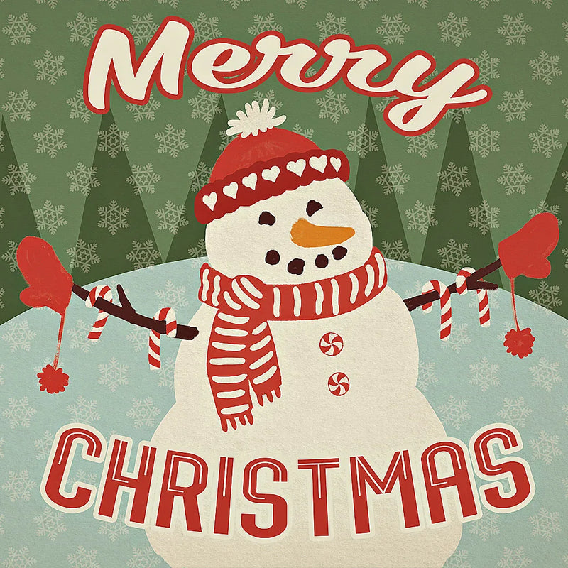 Retro Christmas VII Merry Christmas by Janelle Penner. SKU 31516a. Archival Giclee Fine art print for wall decor.