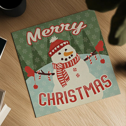 Retro Christmas VII Merry Christmas by Janelle Penner. Shown as a detailed flat fine art print, highlighting archival giclee quality. Available as an archival giclee rolled canvas, fine art paper, or poster print. SKU 31516a.
