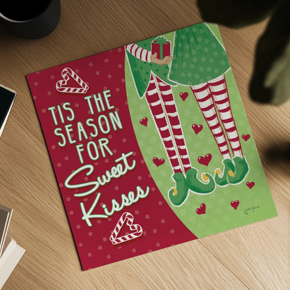 Retro Christmas VIII Green by Janelle Penner. Shown as a detailed flat fine art print, highlighting archival giclee quality. Available as an archival giclee rolled canvas, fine art paper, or poster print. SKU 57806a.