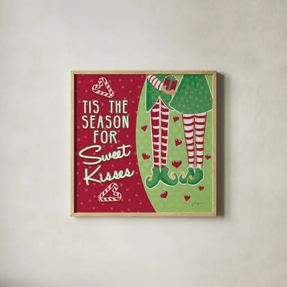 Retro Christmas VIII Green by Janelle Penner. Shown in a natural wood glass frame for a timeless modern aesthetic. Available as an archival giclee rolled canvas, fine art paper, or poster print. SKU 57806a.