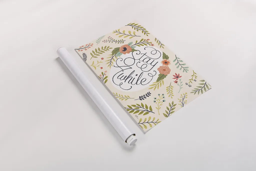 Retro Garden I by Janelle Penner. shown as a rolled paper print. Available as archival giclee rolled canvas, fine art paper, or poster print. SKU 34949i.