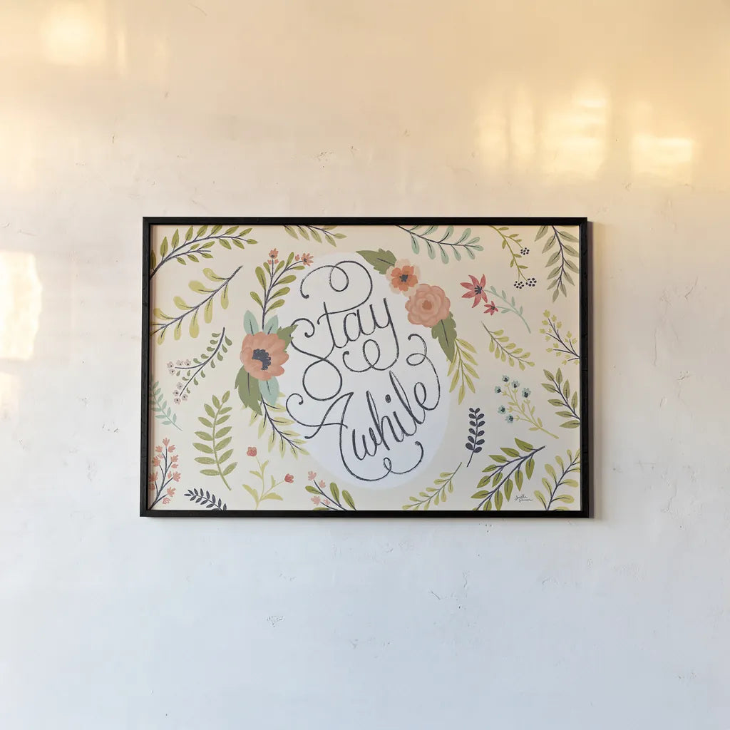 Retro Garden I by Janelle Penner. shown as a paper print in a black flame. Available as a archival giclee rolled canvas, fine art paper, or poster print. SKU 34949i.