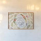 Retro Garden I by Janelle Penner. shown as a paper print in a natural frame. Available as a archival giclee rolled canvas, fine art paper, or poster print. SKU 34949i.
