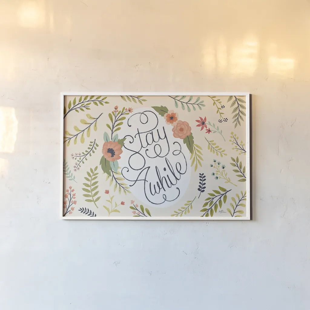 Retro Garden I by Janelle Penner. shown as a paper print in a white frame. Available as a archival giclee rolled canvas, fine art paper, or poster print. SKU 34949i.