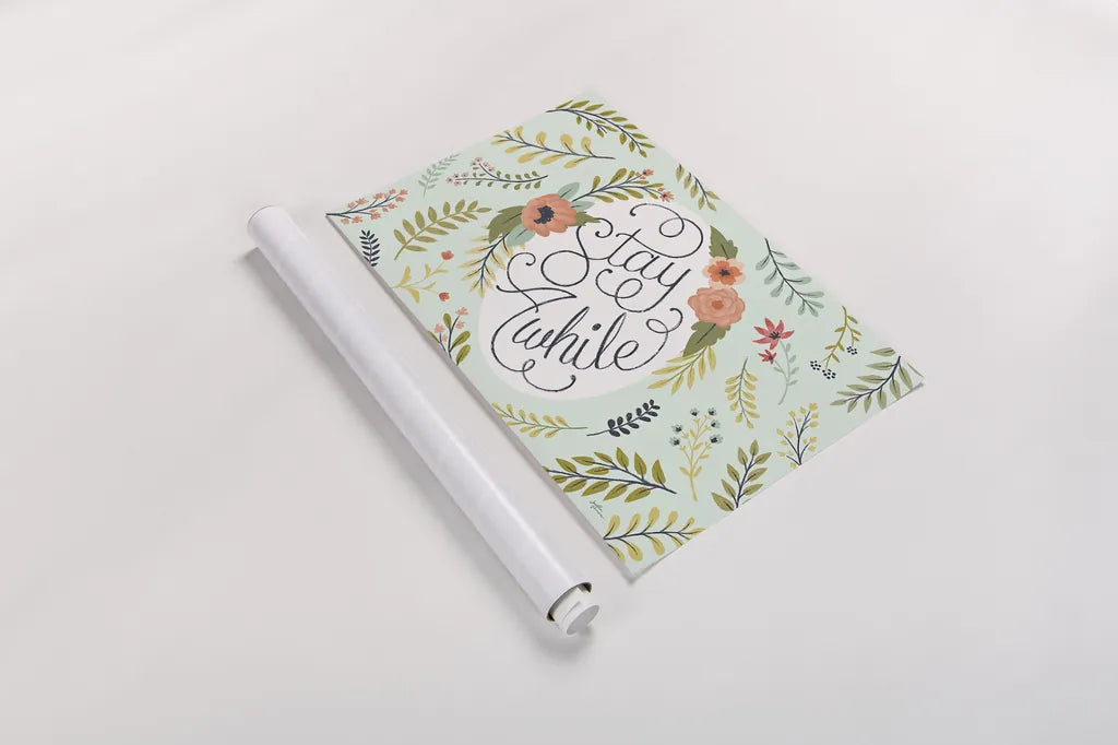 Retro Garden I Mint by Janelle Penner. shown as a rolled paper print. Available as archival giclee rolled canvas, fine art paper, or poster print. SKU 34954i.