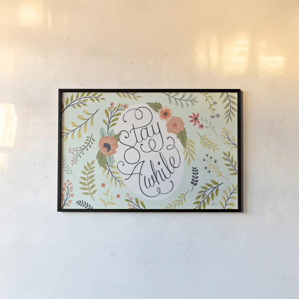 Retro Garden I Mint by Janelle Penner. shown as a paper print in a black flame. Available as a archival giclee rolled canvas, fine art paper, or poster print. SKU 34954i.