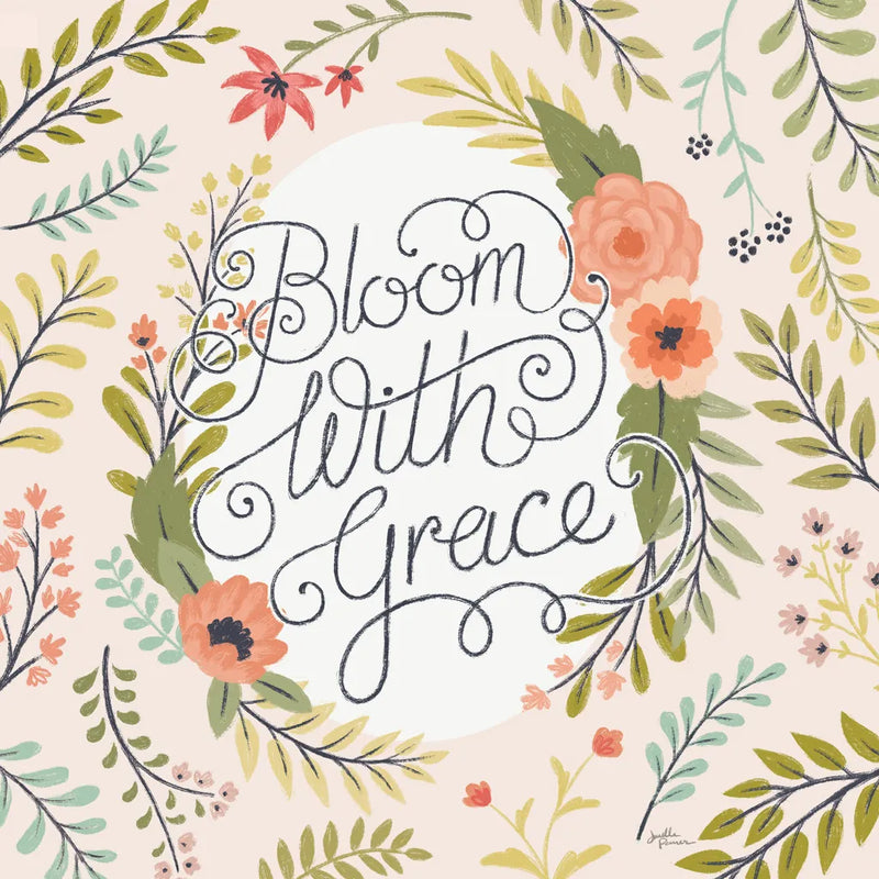 Retro Garden II - Bloom with Grace Pale Blush by Janelle Penner. SKU 47195a. Archival Giclee Fine art print for wall decor.
