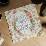 Retro Garden II - Bloom with Grace Pale Blush by Janelle Penner. Shown as a detailed flat fine art print, highlighting archival giclee quality. Available as an archival giclee rolled canvas, fine art paper, or poster print. SKU 47195a.