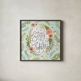Retro Garden II Mint by Janelle Penner. Shown in a sleek black glass frame for a contemporary gallery look. Available as an archival giclee rolled canvas, fine art paper, or poster print. SKU 34955a.