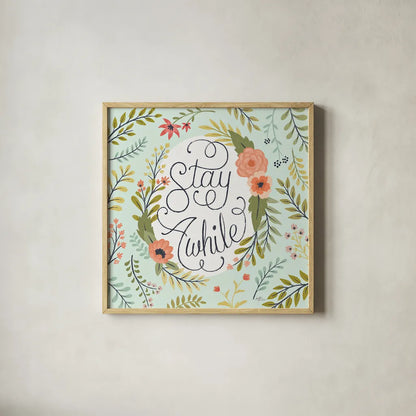 Retro Garden II Mint by Janelle Penner. Shown in a natural wood glass frame for a timeless modern aesthetic. Available as an archival giclee rolled canvas, fine art paper, or poster print. SKU 34955a.