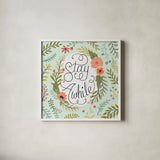 Retro Garden II Mint by Janelle Penner. Shown in a crisp white glass frame for a clean and minimalist style. Available as an archival giclee rolled canvas, fine art paper, or poster print. SKU 34955a.