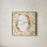 Retro Garden II Pale Blush Dream by Janelle Penner. Shown in a natural wood glass frame for a timeless modern aesthetic. Available as an archival giclee rolled canvas, fine art paper, or poster print. SKU 51575a.