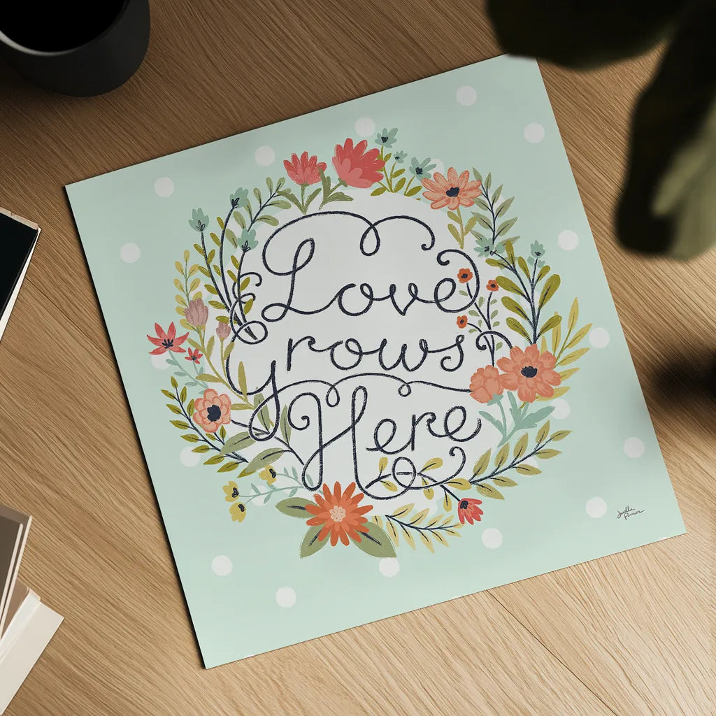 Retro Garden III Mint by Janelle Penner. Shown as a detailed flat fine art print, highlighting archival giclee quality. Available as an archival giclee rolled canvas, fine art paper, or poster print. SKU 34956a.