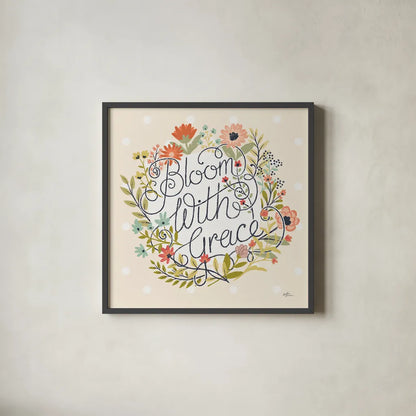 Retro Garden IV by Janelle Penner. Shown in a sleek black glass frame for a contemporary gallery look. Available as an archival giclee rolled canvas, fine art paper, or poster print. SKU 34952a.