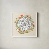 Retro Garden IV by Janelle Penner. Shown in a crisp white glass frame for a clean and minimalist style. Available as an archival giclee rolled canvas, fine art paper, or poster print. SKU 34952a.