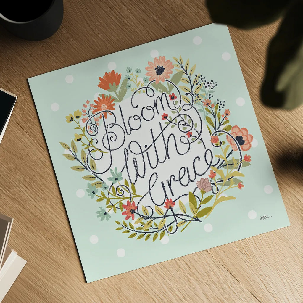 Retro Garden IV Mint by Janelle Penner. Shown as a detailed flat fine art print, highlighting archival giclee quality. Available as an archival giclee rolled canvas, fine art paper, or poster print. SKU 34957a.