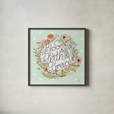 Retro Garden IV Mint by Janelle Penner. Shown in a sleek black glass frame for a contemporary gallery look. Available as an archival giclee rolled canvas, fine art paper, or poster print. SKU 34957a.