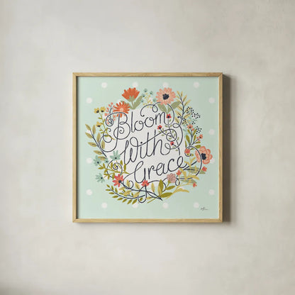 Retro Garden IV Mint by Janelle Penner. Shown in a natural wood glass frame for a timeless modern aesthetic. Available as an archival giclee rolled canvas, fine art paper, or poster print. SKU 34957a.