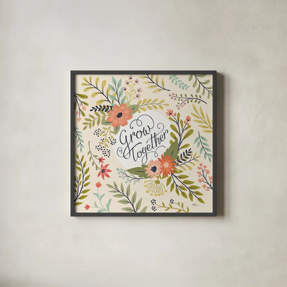 Retro Garden V by Janelle Penner. Shown in a sleek black glass frame for a contemporary gallery look. Available as an archival giclee rolled canvas, fine art paper, or poster print. SKU 34953a.
