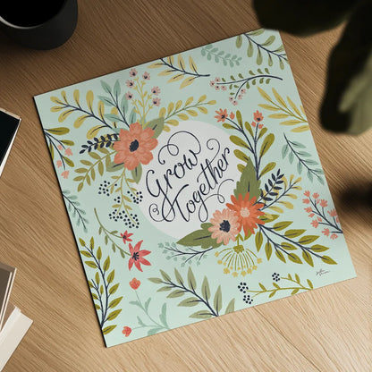 Retro Garden V Mint by Janelle Penner. Shown as a detailed flat fine art print, highlighting archival giclee quality. Available as an archival giclee rolled canvas, fine art paper, or poster print. SKU 34958a.