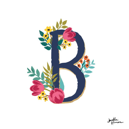 Romantic Luxe B Navy by Janelle Penner. SKU 74235a. Archival Giclee Fine art print for wall decor.