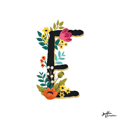 Romantic Luxe E Black by Janelle Penner. SKU 48477a. Archival Giclee Fine art print for wall decor.