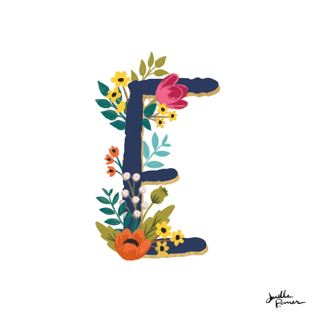 Romantic Luxe E Navy by Janelle Penner. SKU 48599a. Archival Giclee Fine art print for wall decor.