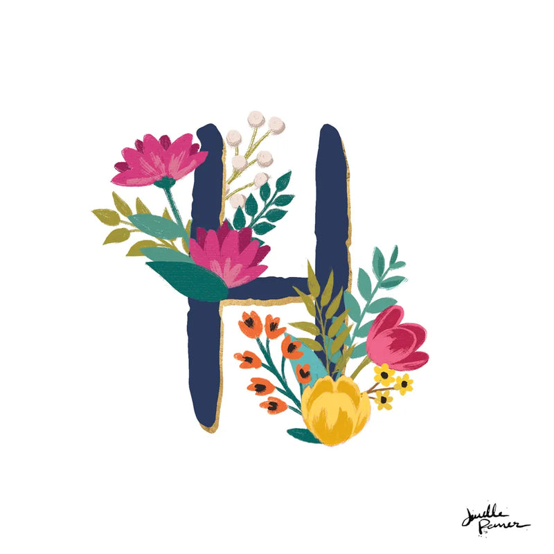 Romantic Luxe H Navy by Janelle Penner. SKU 74237a. Archival Giclee Fine art print for wall decor.