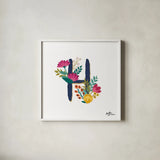 Romantic Luxe H Navy by Janelle Penner. Shown in a crisp white glass frame for a clean and minimalist style. Available as an archival giclee rolled canvas, fine art paper, or poster print. SKU 74237a.