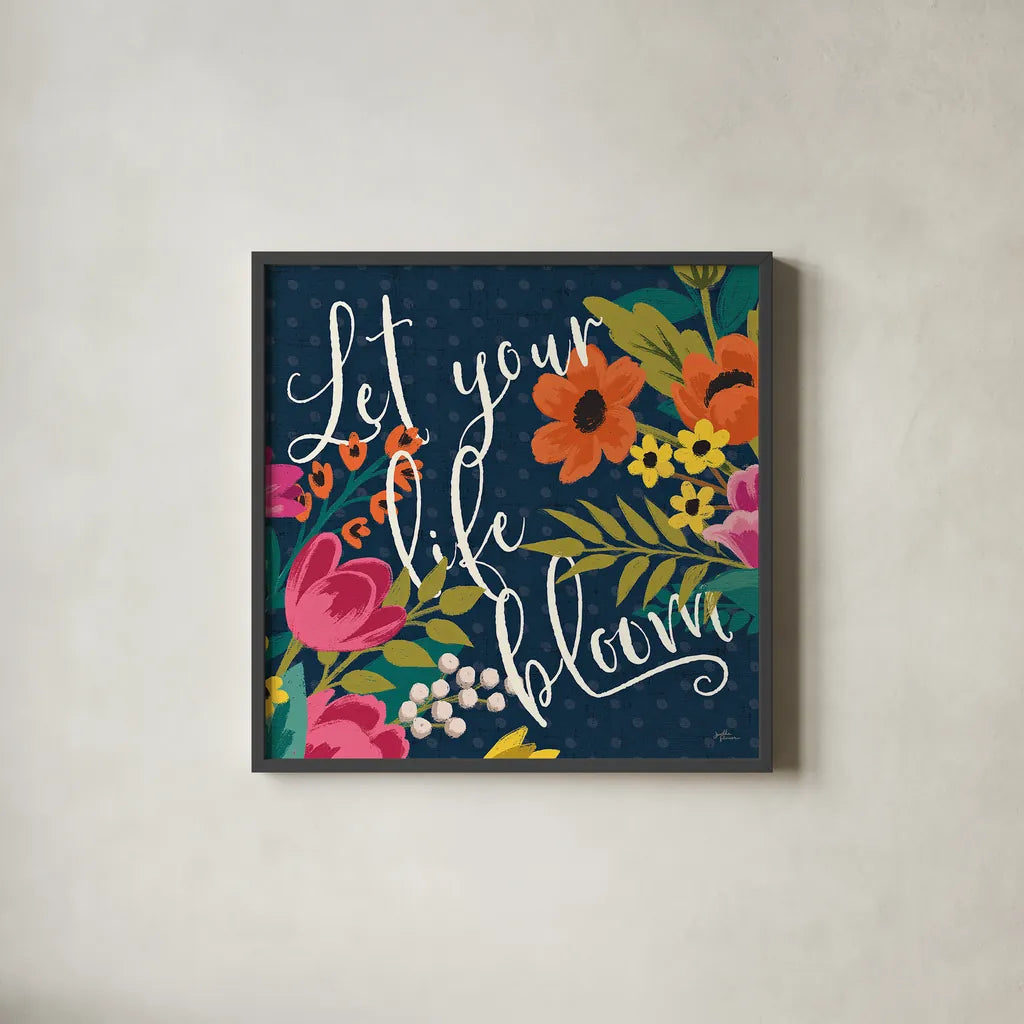 Romantic Luxe II by Janelle Penner. Shown in a sleek black glass frame for a contemporary gallery look. Available as an archival giclee rolled canvas, fine art paper, or poster print. SKU 37877a.