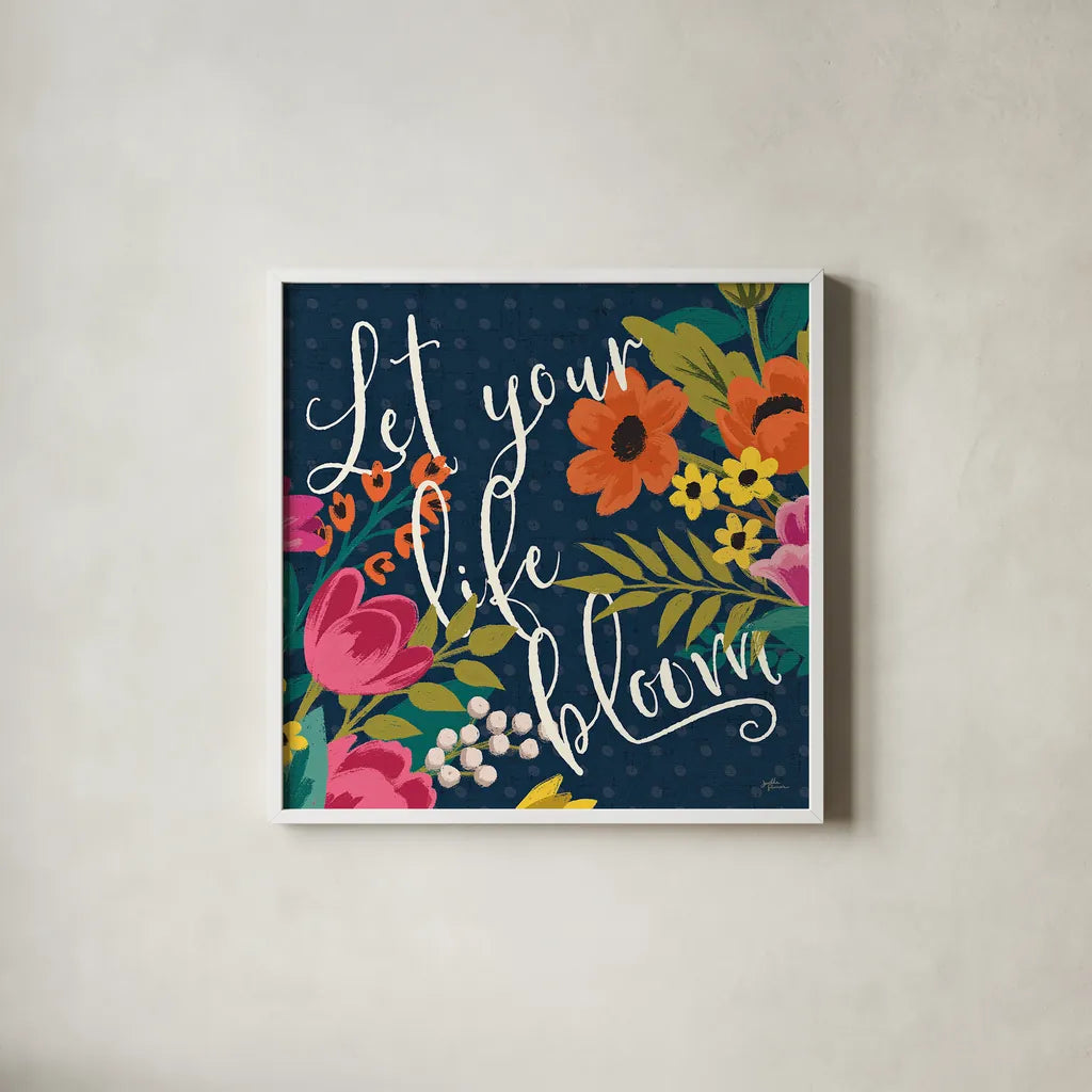 Romantic Luxe II by Janelle Penner. Shown in a crisp white glass frame for a clean and minimalist style. Available as an archival giclee rolled canvas, fine art paper, or poster print. SKU 37877a.