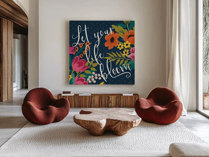 Romantic Luxe II by Janelle Penner. Shown as extra-large giant wall art in a modern living room. Available as an archival giclee rolled canvas, fine art paper, or poster print. SKU 37877a.
