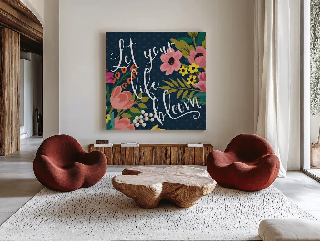 Romantic Luxe II Pastel by Janelle Penner. Shown as extra-large giant wall art in a modern living room. Available as an archival giclee rolled canvas, fine art paper, or poster print. SKU 37893a.