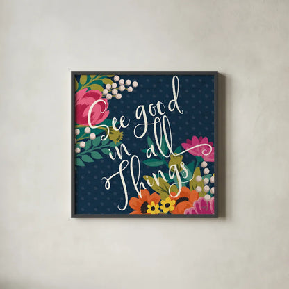 Romantic Luxe III by Janelle Penner. Shown in a sleek black glass frame for a contemporary gallery look. Available as an archival giclee rolled canvas, fine art paper, or poster print. SKU 37878a.