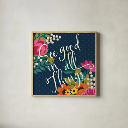 Romantic Luxe III by Janelle Penner. Shown in a natural wood glass frame for a timeless modern aesthetic. Available as an archival giclee rolled canvas, fine art paper, or poster print. SKU 37878a.