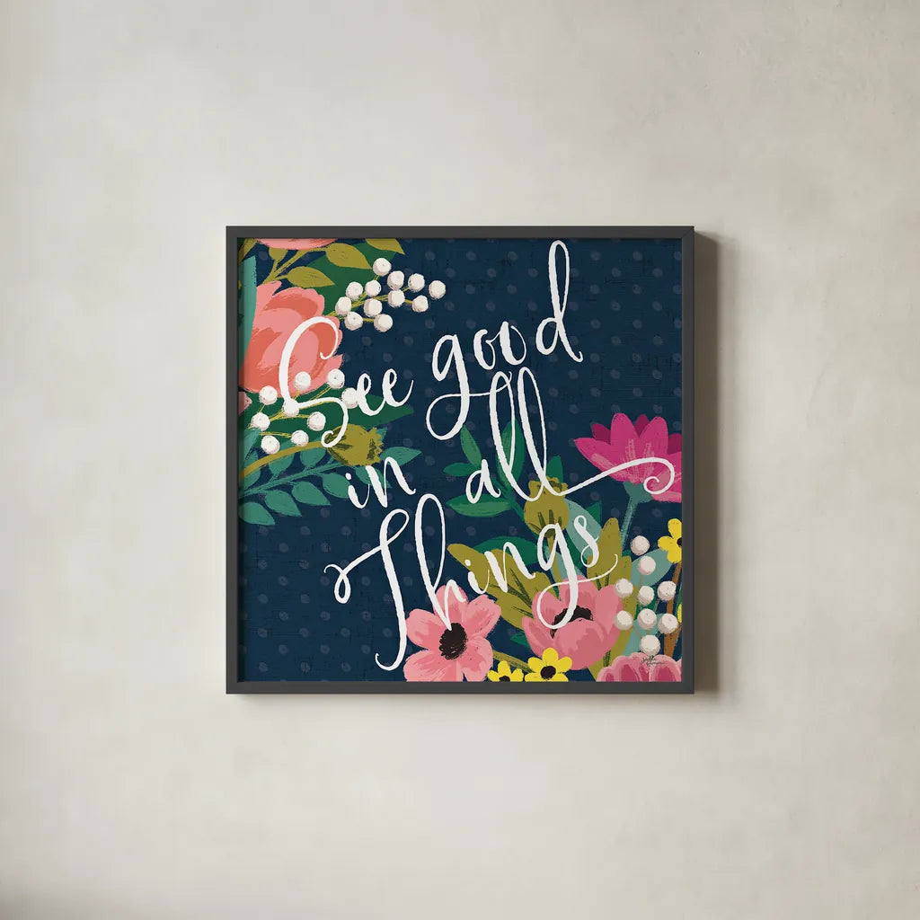 Romantic Luxe III Pastel by Janelle Penner. Shown in a sleek black glass frame for a contemporary gallery look. Available as an archival giclee rolled canvas, fine art paper, or poster print. SKU 37894a.