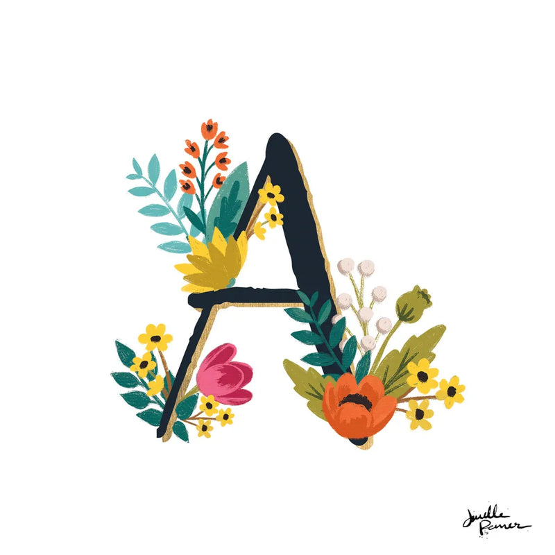 Romantic Luxe Monogram A Black by Janelle Penner. SKU 38233a. Archival Giclee Fine art print for wall decor.