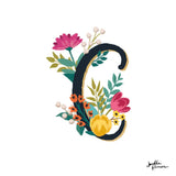 Romantic Luxe Monogram C Black by Janelle Penner. SKU 38234a. Archival Giclee Fine art print for wall decor.