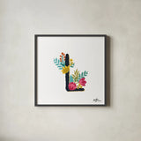 Romantic Luxe Monogram L Black by Janelle Penner. Shown in a sleek black glass frame for a contemporary gallery look. Available as an archival giclee rolled canvas, fine art paper, or poster print. SKU 38238a.