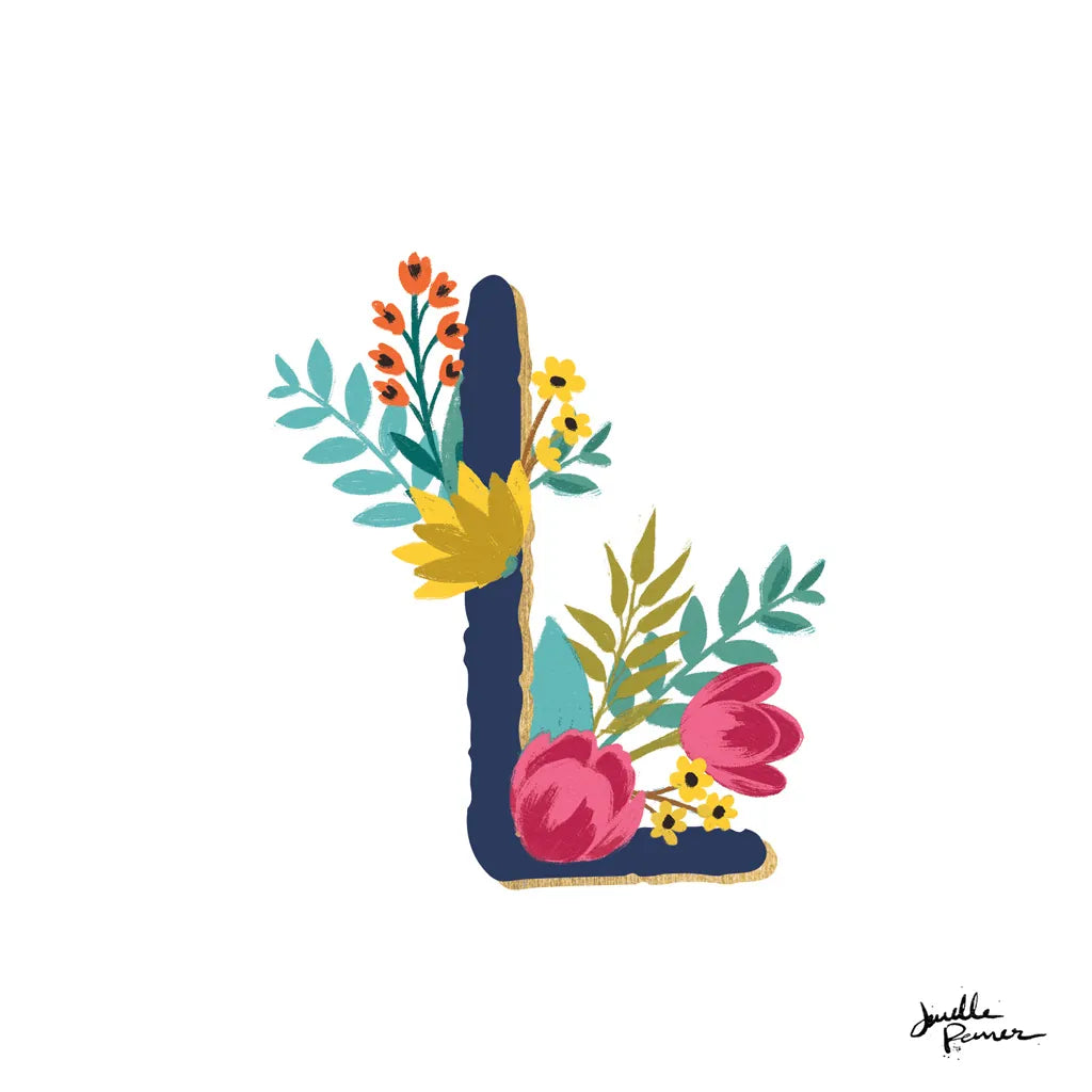 Romantic Luxe Monogram L Navy by Janelle Penner. SKU 38277a. Archival Giclee Fine art print for wall decor.