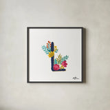 Romantic Luxe Monogram L Navy by Janelle Penner. Shown in a sleek black glass frame for a contemporary gallery look. Available as an archival giclee rolled canvas, fine art paper, or poster print. SKU 38277a.