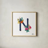 Romantic Luxe N Navy by Janelle Penner. Shown in a natural wood glass frame for a timeless modern aesthetic. Available as an archival giclee rolled canvas, fine art paper, or poster print. SKU 74238a.