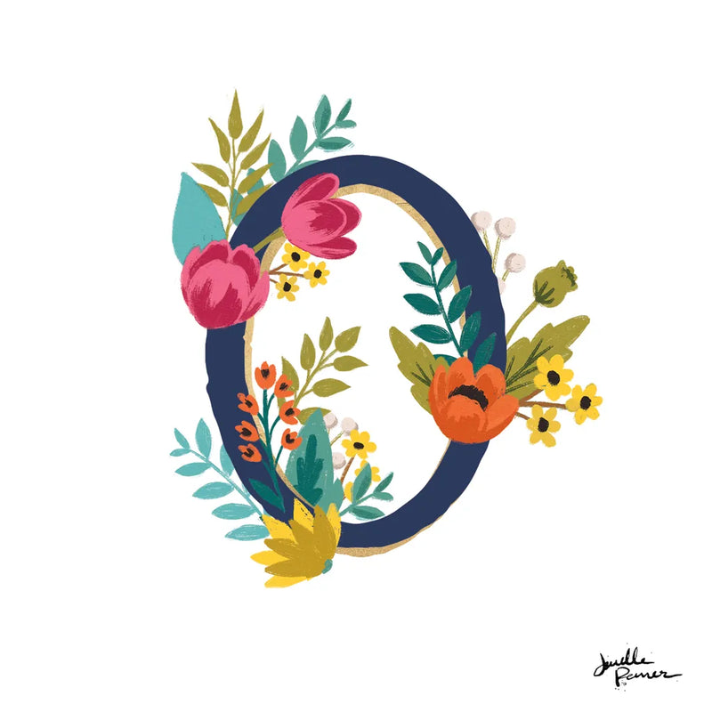Romantic Luxe O Navy by Janelle Penner. SKU 75874a. Archival Giclee Fine art print for wall decor.