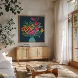 Romantic Luxe VI by Janelle Penner. Shown in a natural wood frame in a cozy modern living room. Available as an archival giclee rolled canvas, fine art paper, or poster print. SKU 37881a.