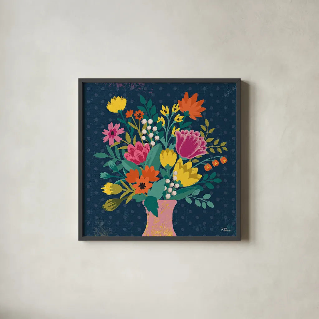 Romantic Luxe VII by Janelle Penner. Shown in a sleek black glass frame for a contemporary gallery look. Available as an archival giclee rolled canvas, fine art paper, or poster print. SKU 37882a.