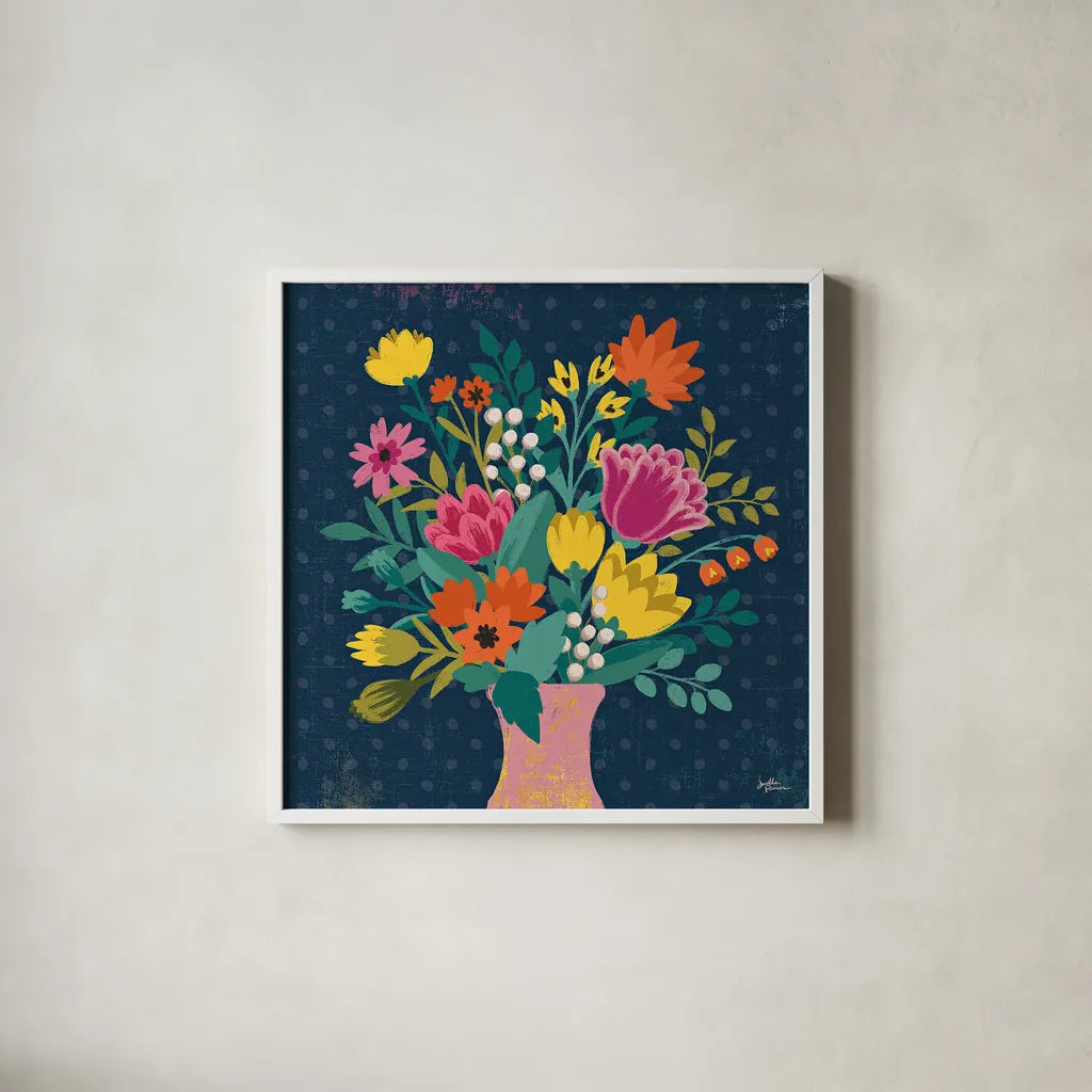 Romantic Luxe VII by Janelle Penner. Shown in a crisp white glass frame for a clean and minimalist style. Available as an archival giclee rolled canvas, fine art paper, or poster print. SKU 37882a.